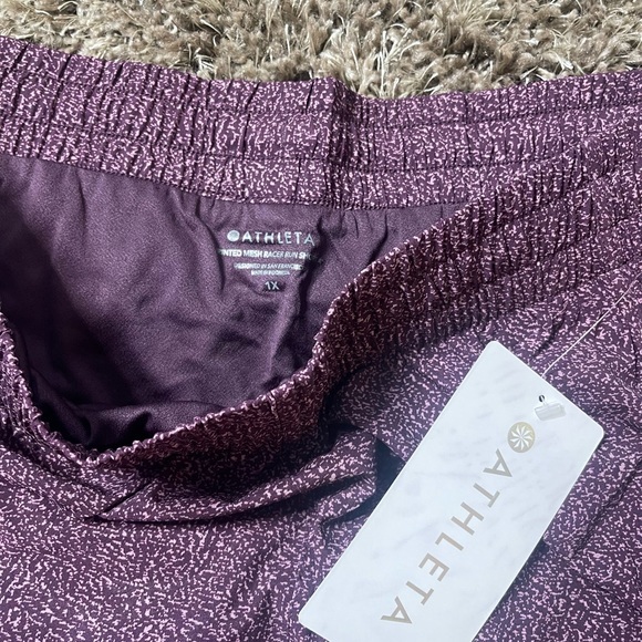 Athleta Womens Shorts Pink Printed Mesh Racer Run Mid Rise Elastic Waist 4" - Picture 6 of 8
